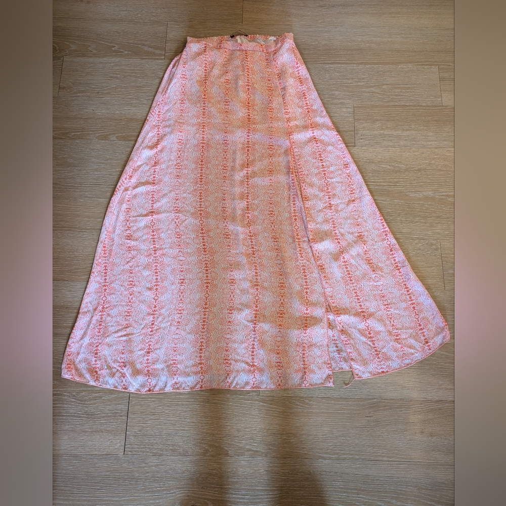 Chic Coral Maxi Skirt with Side Slit - Picture 2 of 11